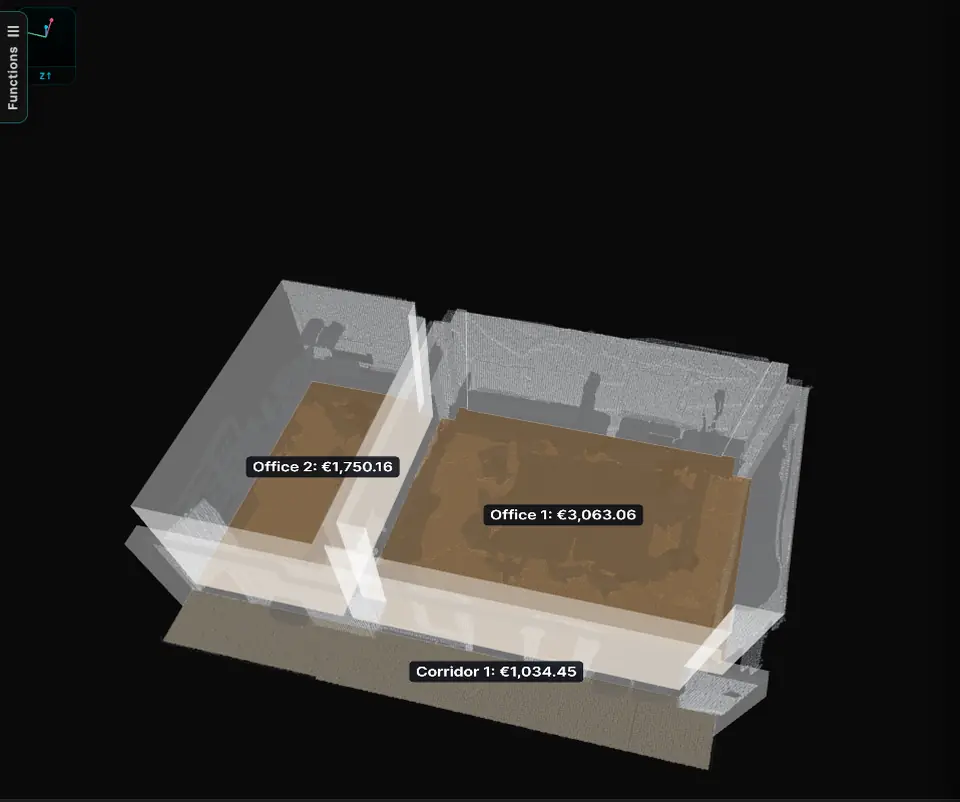 Quantity takeoff and renovation quote: Quantities per room and a priced quote
