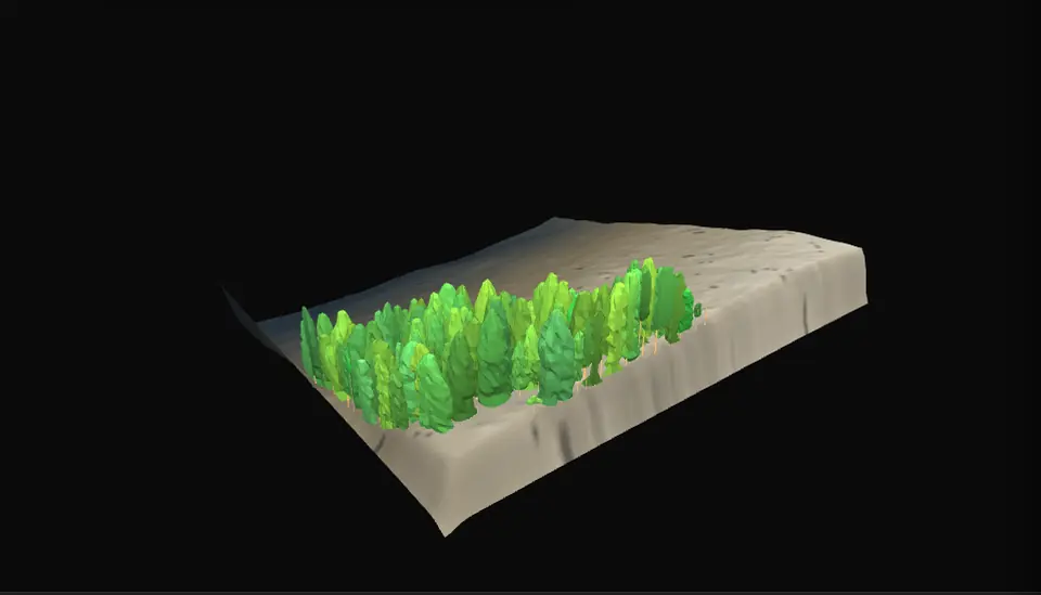 Individual tree segmentation from LiDAR: Over a thousand trees: height, crown, stem