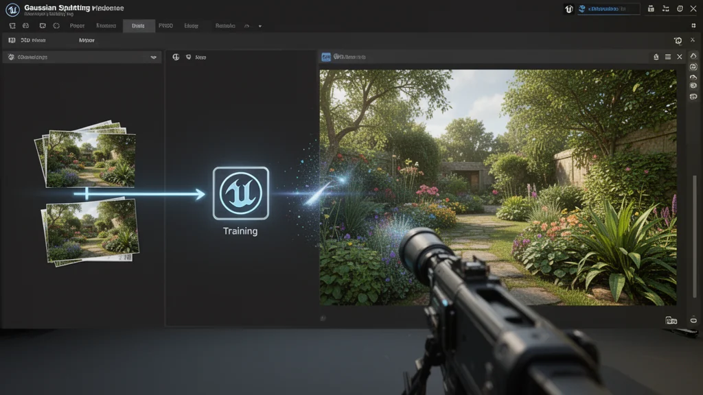 Photos fed into a trained 3DGS model producing a real-time photorealistic 3D render