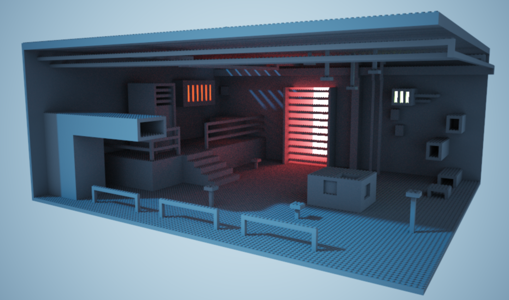 A 3D Voxel Scene made of Legos