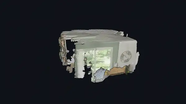 Phone LiDAR capture walking into a room to record an as-built floor plan scan