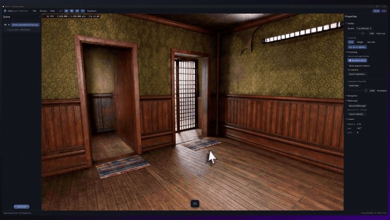 Open-vocabulary segmentation coloring a room by a text prompt in Neurones 3D