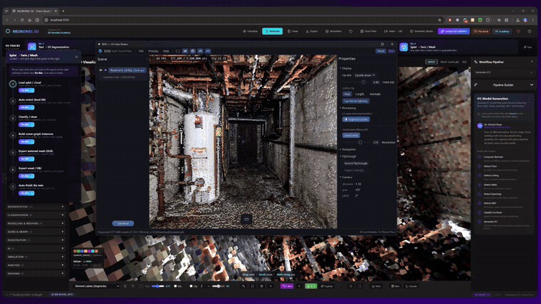 Navigating rendered room panoramas in the scene viewer in Neurones 3D