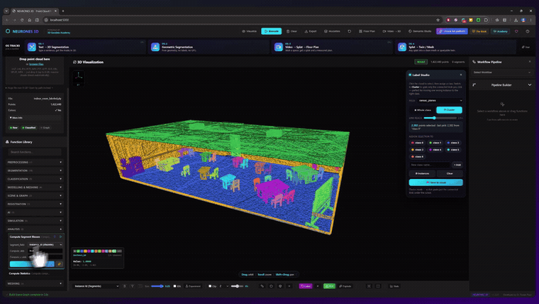 Searching a room for segments similar to a chosen one in Neurones 3D