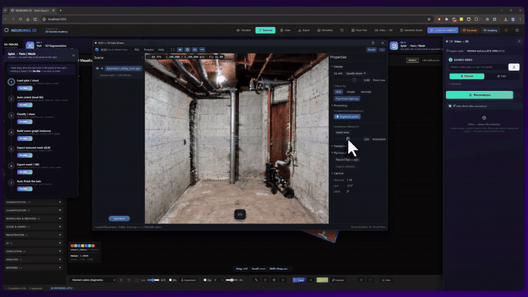 A photoreal walkthrough of an interior rendered entirely from a splat in Neurones 3D