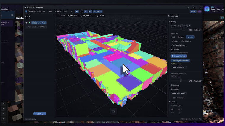 Voxels shaded by their surface normals in Neurones 3D