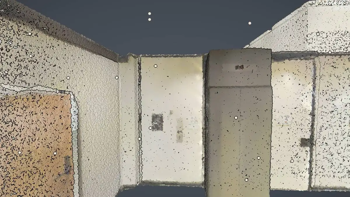Raw indoor point cloud: precise geometry with no meaning attached